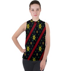 Background Pattern Texture Design Mock Neck Chiffon Sleeveless Top by Jatiart