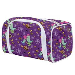 Pumpkin Ghost Skeleton Pattern Toiletries Pouch by Jatiart