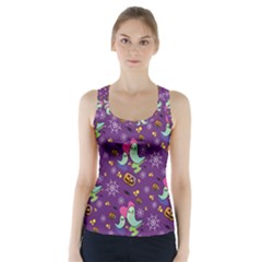 Pumpkin Ghost Skeleton Pattern Racer Back Sports Top by Jatiart