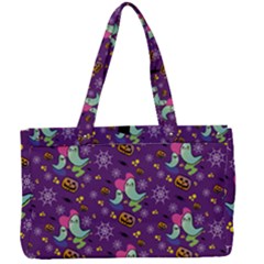 Pumpkin Ghost Skeleton Pattern Canvas Work Bag by Jatiart