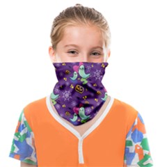 Pumpkin Ghost Skeleton Pattern Face Covering Bandana (kids) by Jatiart