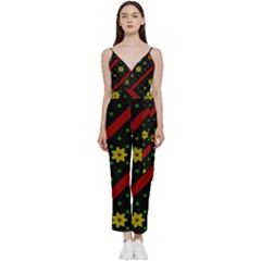 Background Pattern Texture Design V-neck Camisole Jumpsuit by Jatiart