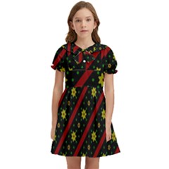 Background Pattern Texture Design Kids  Bow Tie Puff Sleeve Dress by Jatiart