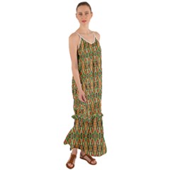 Pattern Design Vintage Abstract Cami Maxi Ruffle Chiffon Dress