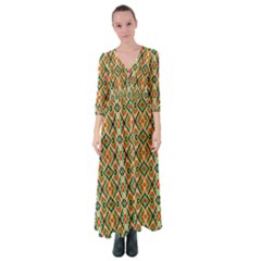 Pattern Design Vintage Abstract Button Up Maxi Dress by Jatiart