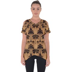 Peacock Feathers Cut Out Side Drop T-shirt