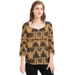 Peacock Feathers Chiffon Quarter Sleeve Blouse by Jatiart