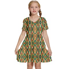 Pattern Design Vintage Abstract Kids  Short Sleeve Tiered Mini Dress by Jatiart