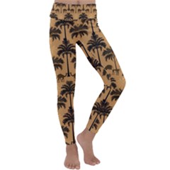 Camel Palm Tree Patern Kids  Lightweight Velour Classic Yoga Leggings by Jatiart