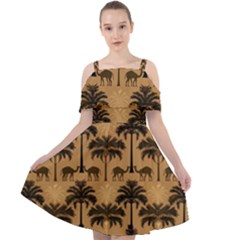 Cat Jigsaw Puzzle Cut Out Shoulders Chiffon Dress by Jatiart