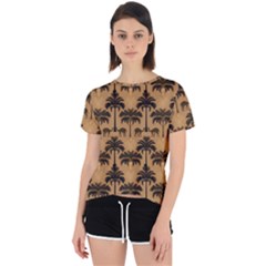 Camel Palm Tree Patern Open Back Sport T-shirt