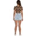 Camel Palm Tree Patern V-Neck Crop Top View4