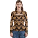 Camel Palm Tree Patern Women s Cut Out Long Sleeve T-Shirt View1