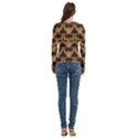 Camel Palm Tree Patern Women s Cut Out Long Sleeve T-Shirt View4