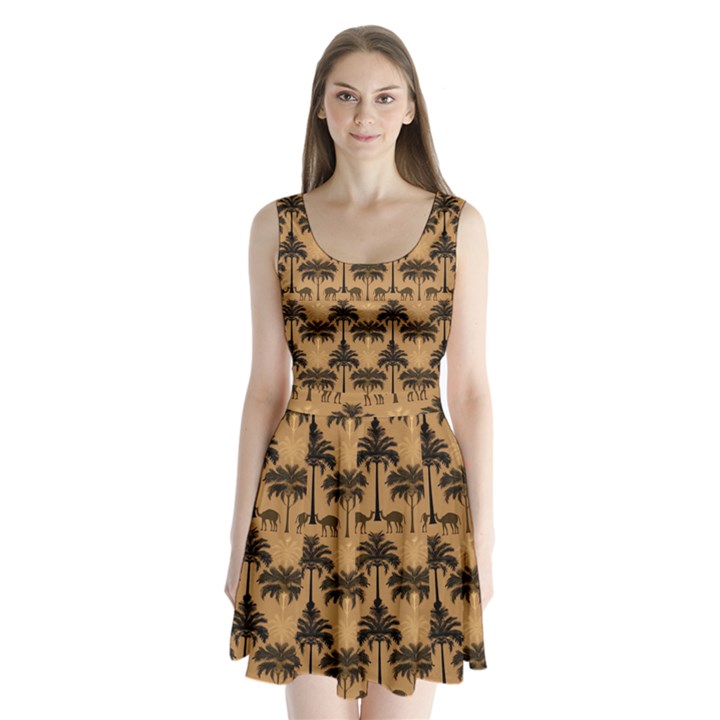 Abstract Design Background Pattern Split Back Mini Dress 