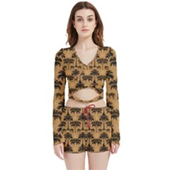 Pattern Background Decorative Velvet Wrap Crop Top And Shorts Set by Jatiart