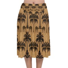 Pattern Background Decorative Velvet Flared Midi Skirt