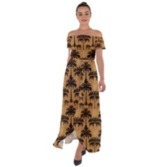 Pattern Symmetry Stack Texture Off Shoulder Open Front Chiffon Dress