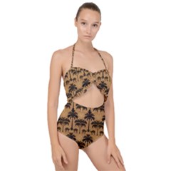 Pattern Symmetry Stack Texture Scallop Top Cut Out Swimsuit by Jatiart