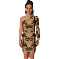 Pattern Background Decorative Long Sleeve One Shoulder Mini Dress by Jatiart