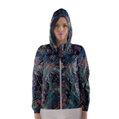 Vintage Peacock Feather Women s Hooded Windbreaker by Jatiart