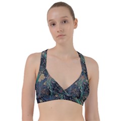 Vintage Peacock Feather Sweetheart Sports Bra by Jatiart