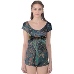 Bird Flower Tree Forest Boyleg Leotard  by Jatiart