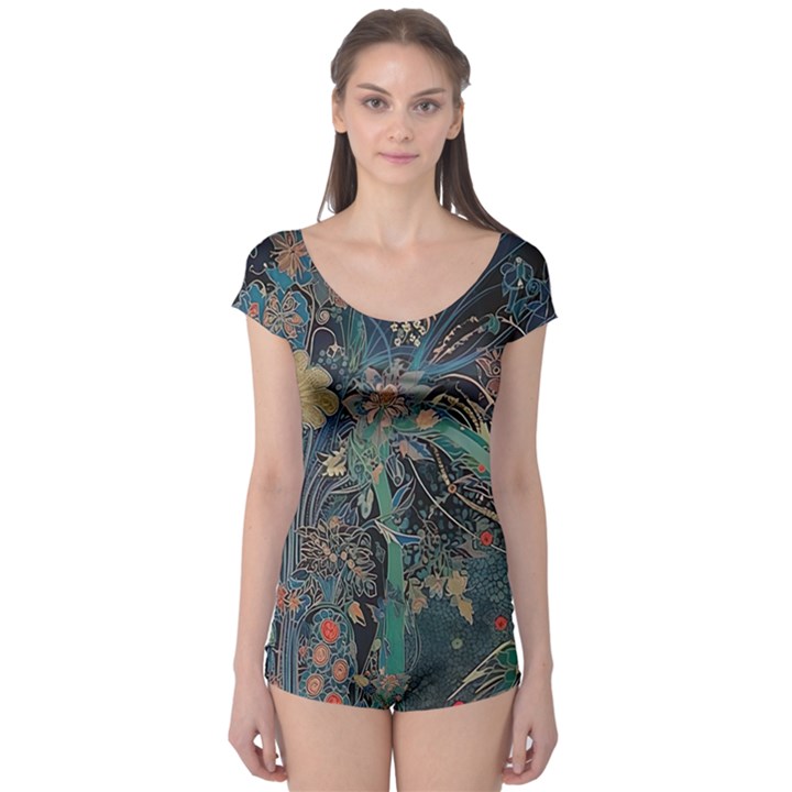 Bird Flower Tree Forest Boyleg Leotard 