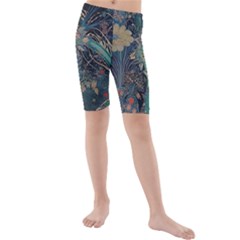 Flowers Trees Forest Kids  Mid Length Swim Shorts by Jatiart