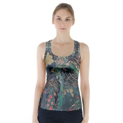 Vintage Peacock Feather Racer Back Sports Top by Jatiart