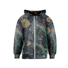 Flowers Trees Forest Kids  Zipper Hoodie by Jatiart