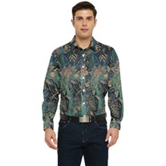 Vintage Peacock Feather Men s Long Sleeve  Shirt by Jatiart