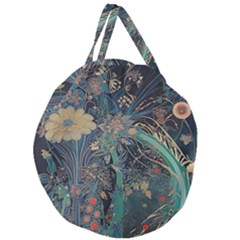 Bird Flower Tree Forest Giant Round Zipper Tote