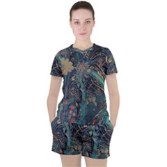 Vintage Peacock Feather Women s T-shirt And Shorts Set