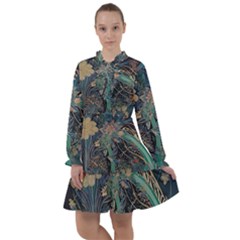 Vintage Peacock Feather All Frills Chiffon Dress