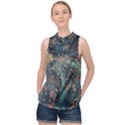 Bird Flower Tree Forest High Neck Satin Top View1