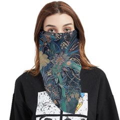 Vintage Peacock Feather Face Covering Bandana (triangle) by Jatiart