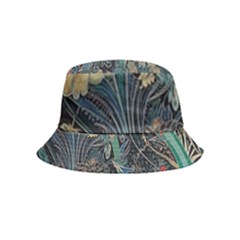 Vintage Peacock Feather Inside Out Bucket Hat (kids) by Jatiart