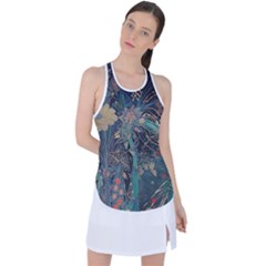 Bird Flower Tree Forest Racer Back Mesh Tank Top by Jatiart