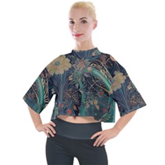 Bird Flower Tree Forest Mock Neck T-shirt