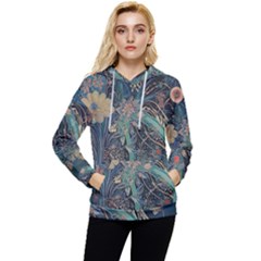 Vintage Peacock Feather Women s Lightweight Drawstring Hoodie