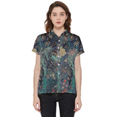 Bird Flower Tree Forest Short Sleeve Pocket Shirt