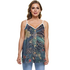 Bird Flower Tree Forest Casual Spaghetti Strap Chiffon Top by Jatiart