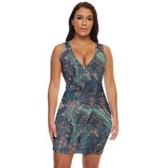 Bird Flower Tree Forest Draped Bodycon Dress by Jatiart