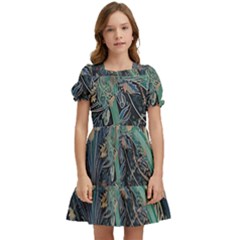 Flowers Trees Forest Kids  Puff Sleeved Dress