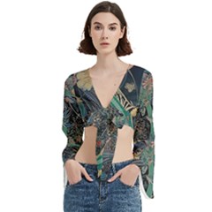 Bird Flower Tree Forest Trumpet Sleeve Cropped Top