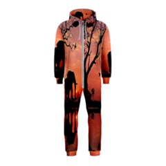 Elephant Landscape Tree Africa Sunset Safari Wild Hooded Jumpsuit (kids)