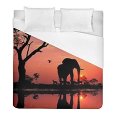 Elephant Landscape Tree Africa Sunset Safari Wild Duvet Cover (full/ Double Size) by Jatiart