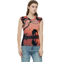 Elephant Landscape Tree Africa Sunset Safari Wild Women s Raglan Cap Sleeve T-shirt by Jatiart