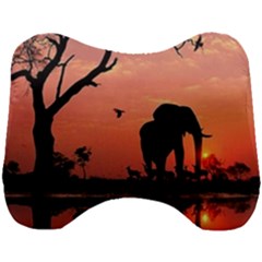 Elephant Landscape Tree Africa Sunset Safari Wild Head Support Cushion by Jatiart